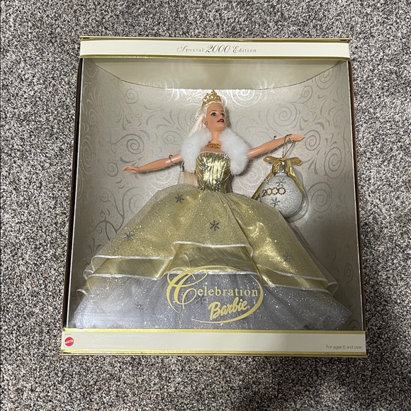 Barbie Other - Barbie Celebration Doll in Gold and White Gown